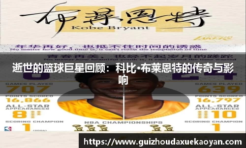 逝世的篮球巨星回顾：科比·布莱恩特的传奇与影响